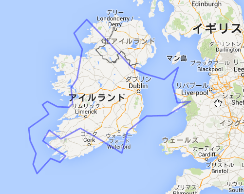 アイルランドに北海道を重ねたもの。