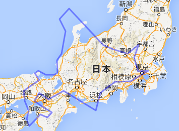 本州に北海道を重ねたもの。